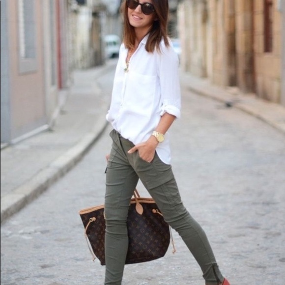 Gap sz 26 true skinny zippered Moto military pants - Picture 1 of 7